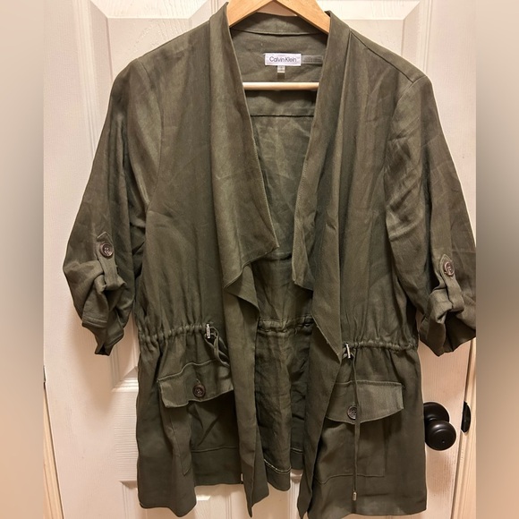 Calvin Klein Army Green Blazer Jacket Sz L - Picture 1 of 12